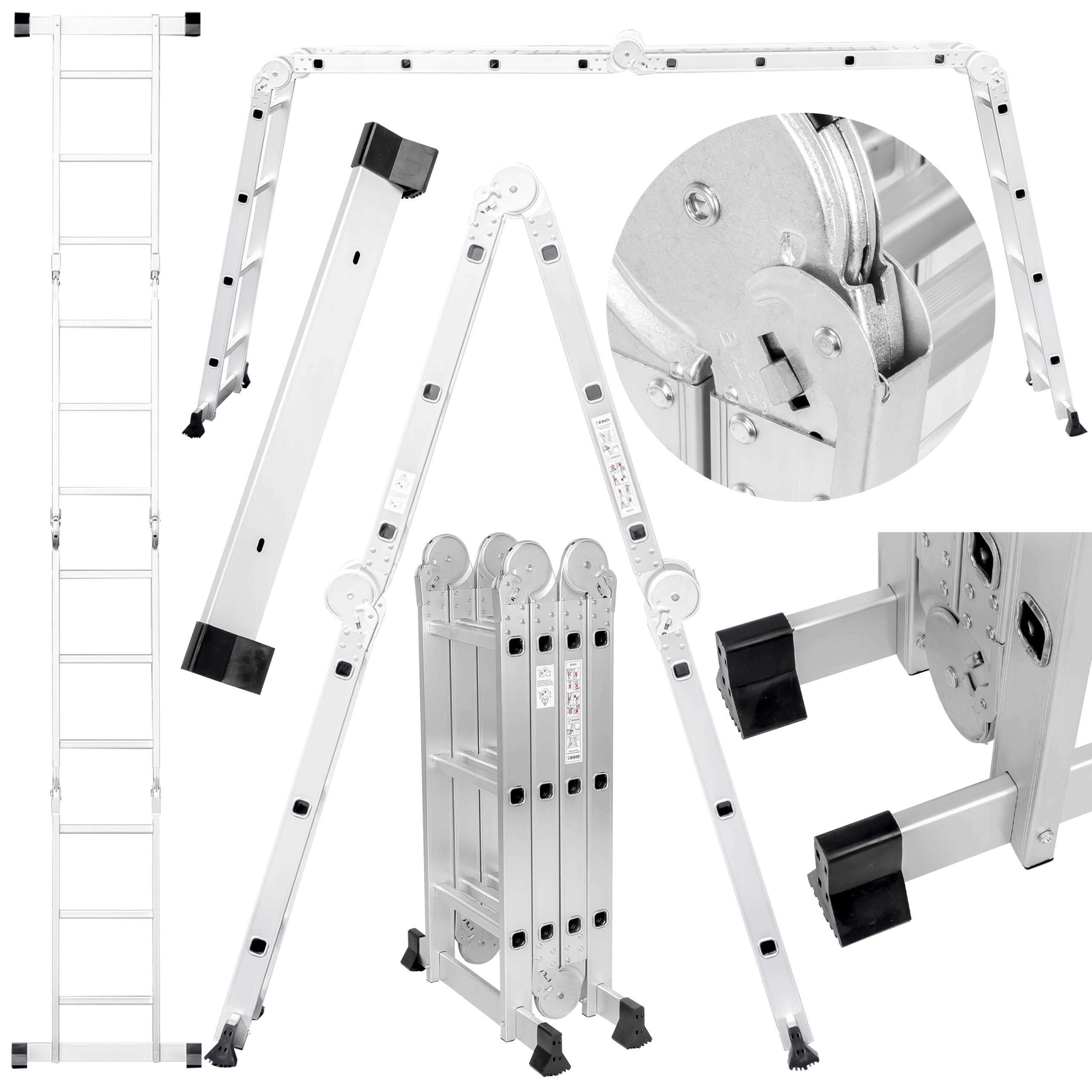 DRABINA ALUMINIOWA SKŁADANA PRZEGUBOWA WIELOFUNKCYJNA RINO 3x4 3,55M 150kg!