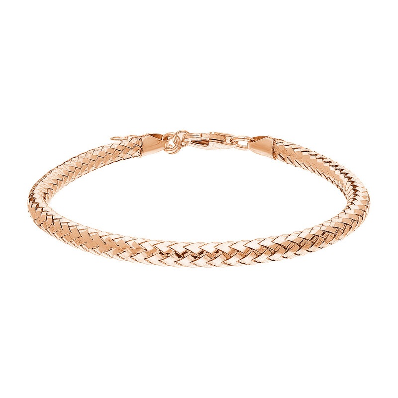 Stříbrný pozlacený náramek 925 snake, konvexní, polotuhý, dámský, 20 cm