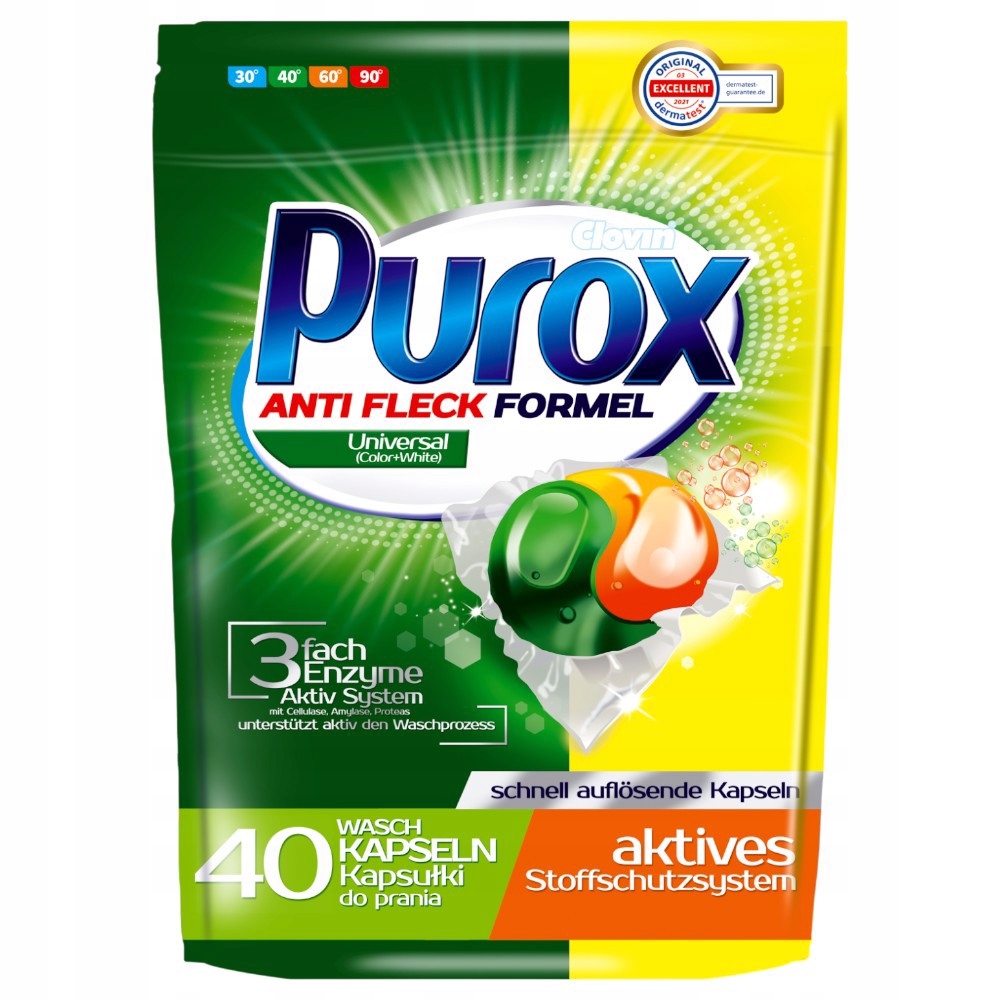 Levně Kapsle Na Praní Univerzální Pro Bílé Barvy Purox Gelové 40 Ks