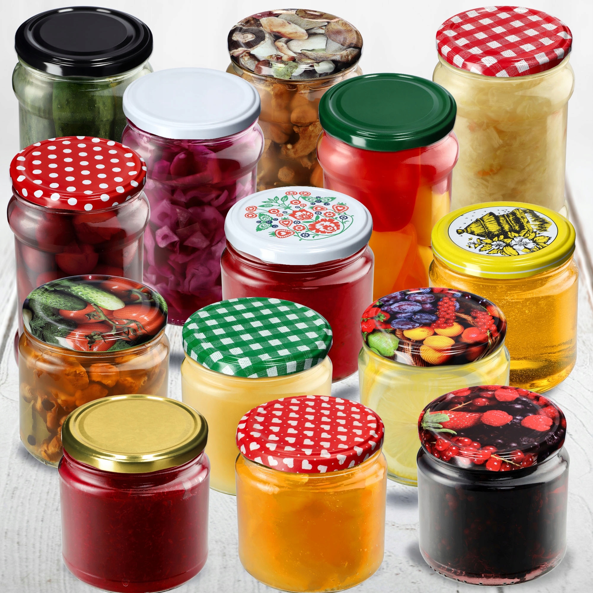 10x SŁOIK SŁOIKI 200ML SZKLANY PRZETWORY DŻEM MIÓD + ZAKRĘTKI FI66 Marka Kadax
