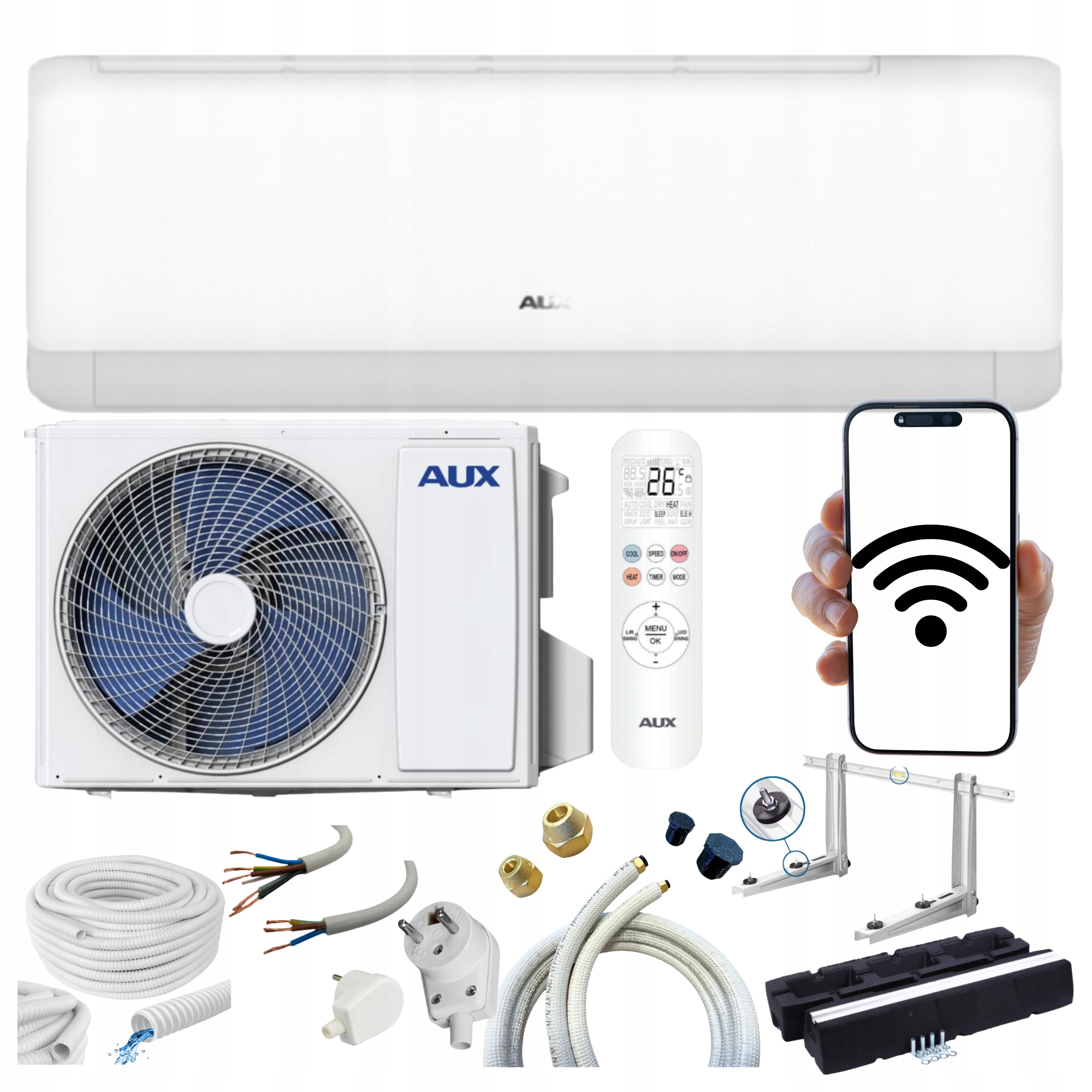 Nástenný klimatizátor Aux Q-Smart Plus 3,5 kW Wifi Ohrievanie Pripravený Na Montáž
