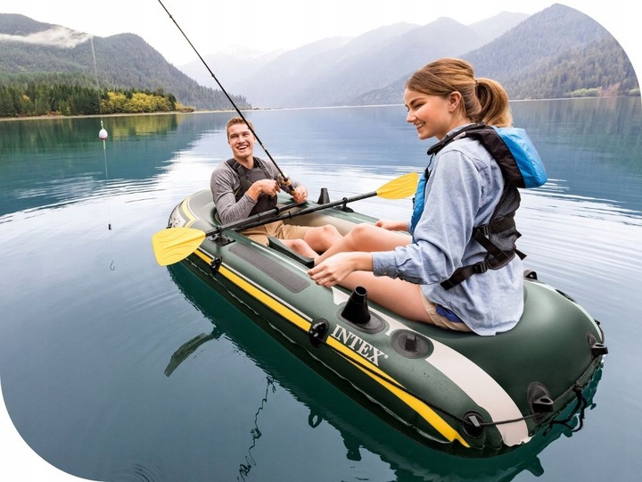 Ponton Intex Seahawk 2os. Pompka + Wiosła 68347 MODEL 2024 Uchwyty na wiosła 4