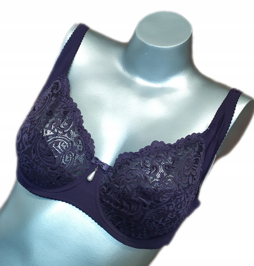 Biustonosz 90D śliwka koronka Anfen miękki Kolor fioletowy