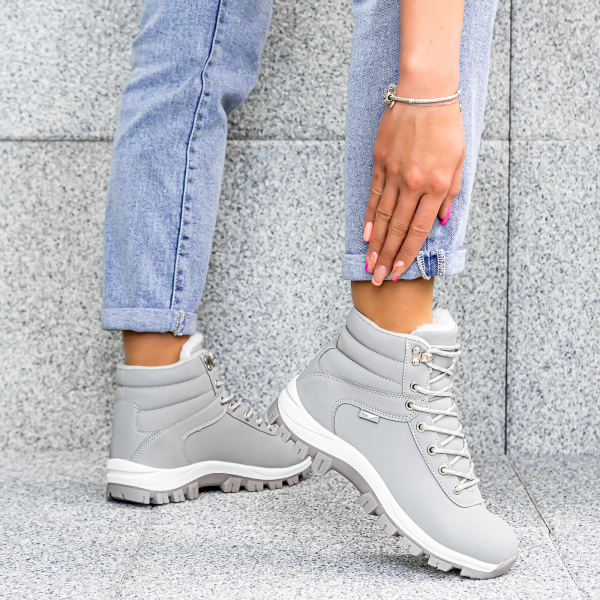 BUTY ZIMOWE DAMSKIE SPORTOWE OCIEPLANE P1 Kolor szary