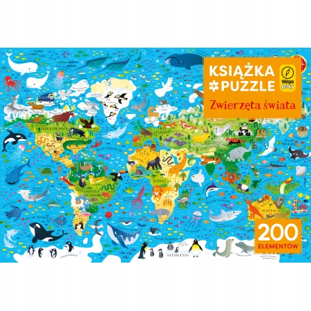

Książka i puzzle. Zwierzęta świata. 200 elementów