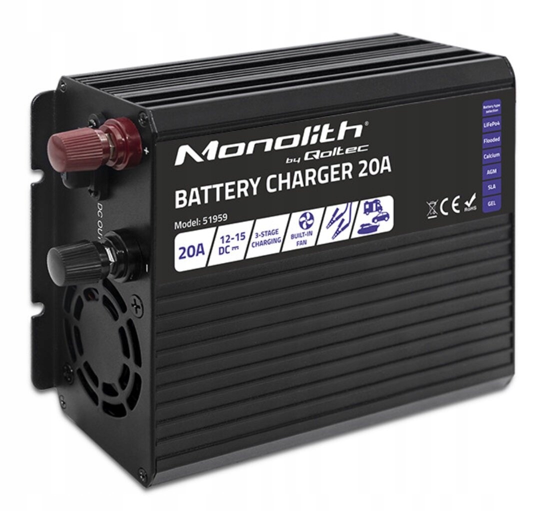 Inteligentna ładowarka QOLTEC Monolith 51959 do akumulatorów 20A 12V Natężenie maksymalne 20 A
