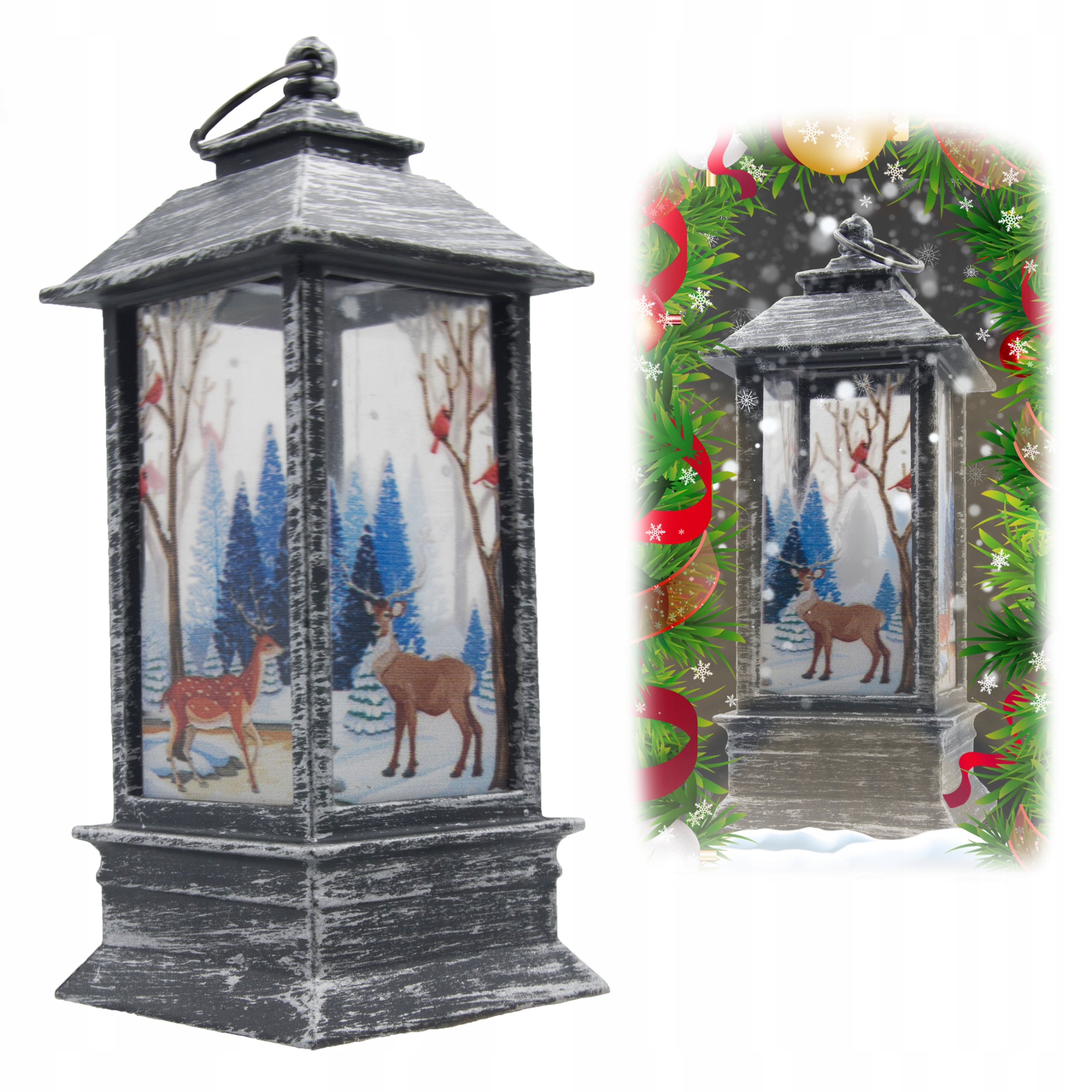 ŚWIĄTECZNA LATARENKA DEKORACJA LAMPION LED ŚWIĘTA