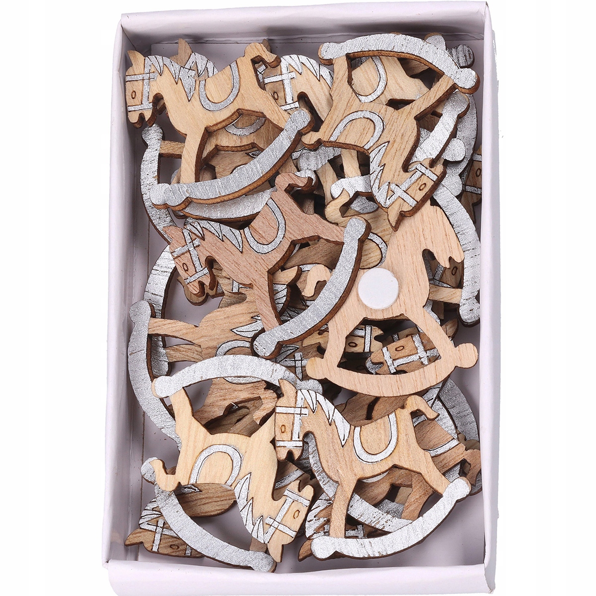 DREWNIANE NAKLEJKI OZDOBY NA STROIK CHOINKĘ 24szt