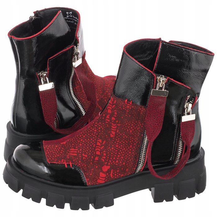 

Buty Damskie Botki Maciejka Czarne Bordowe 05137