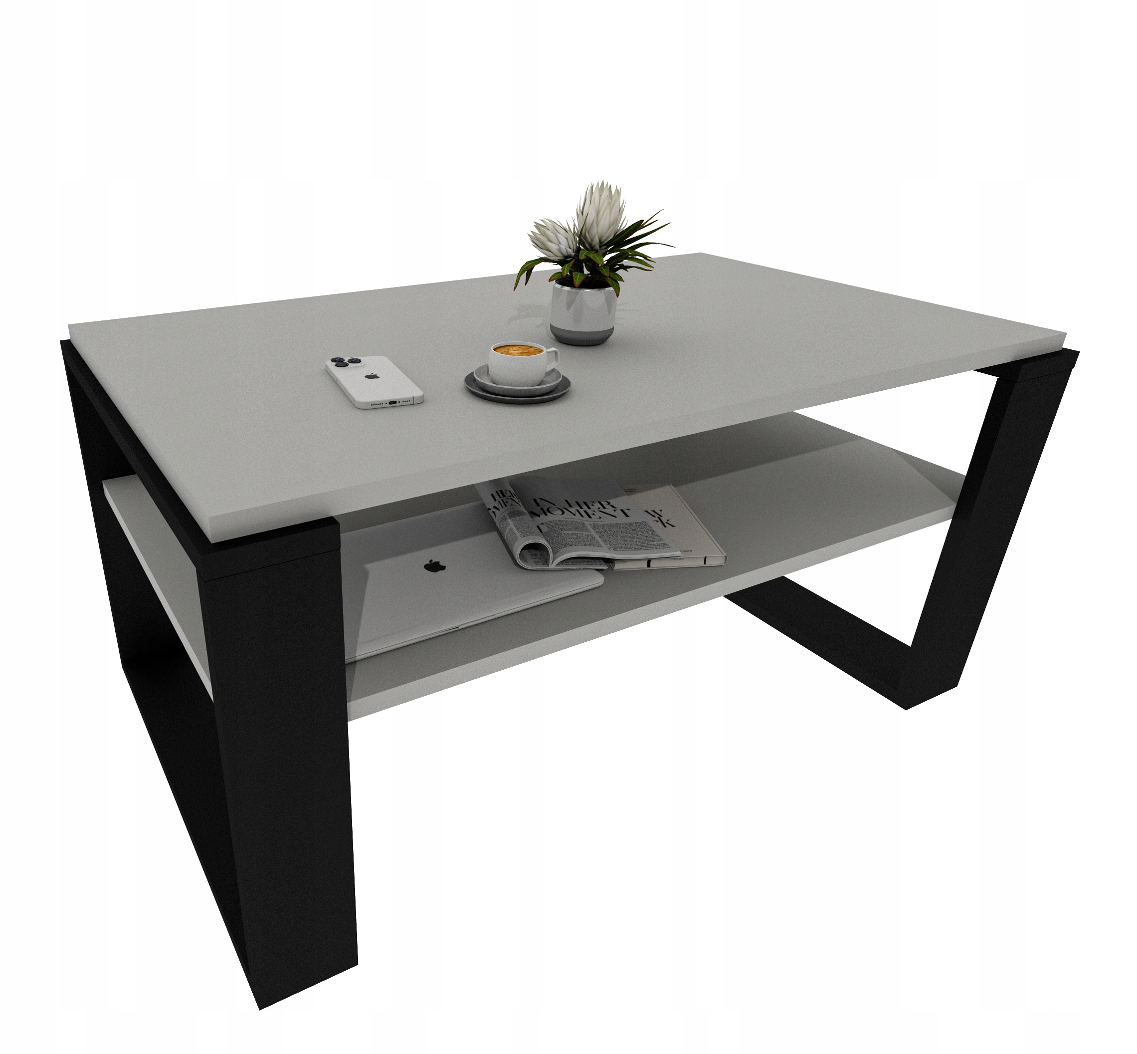 Konferenční stolek retro stůl šedá černá loft obývací pokoj pracovna