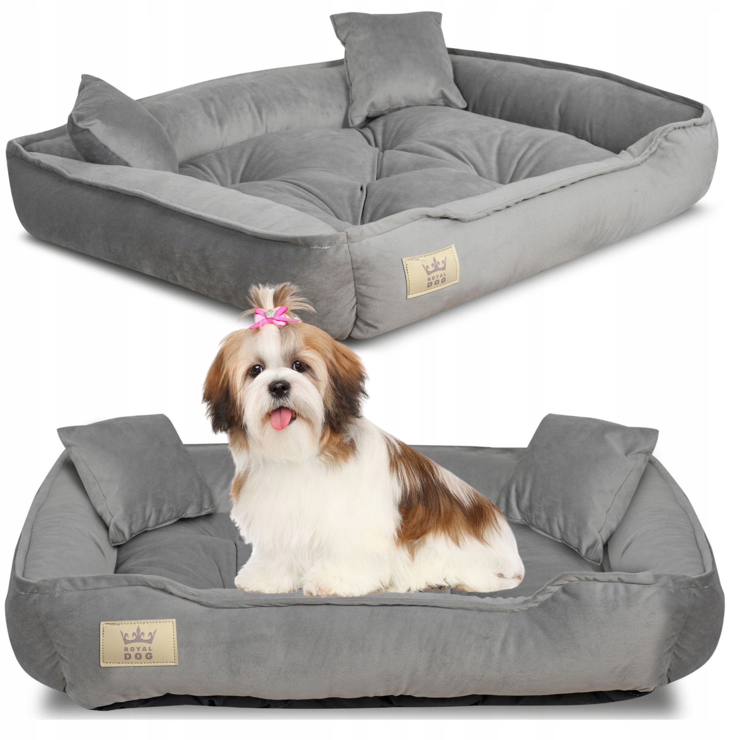 Levně Pelíšek Pro Psa Kotec 75x65 cm Velur Šedý Malého Středního Psa