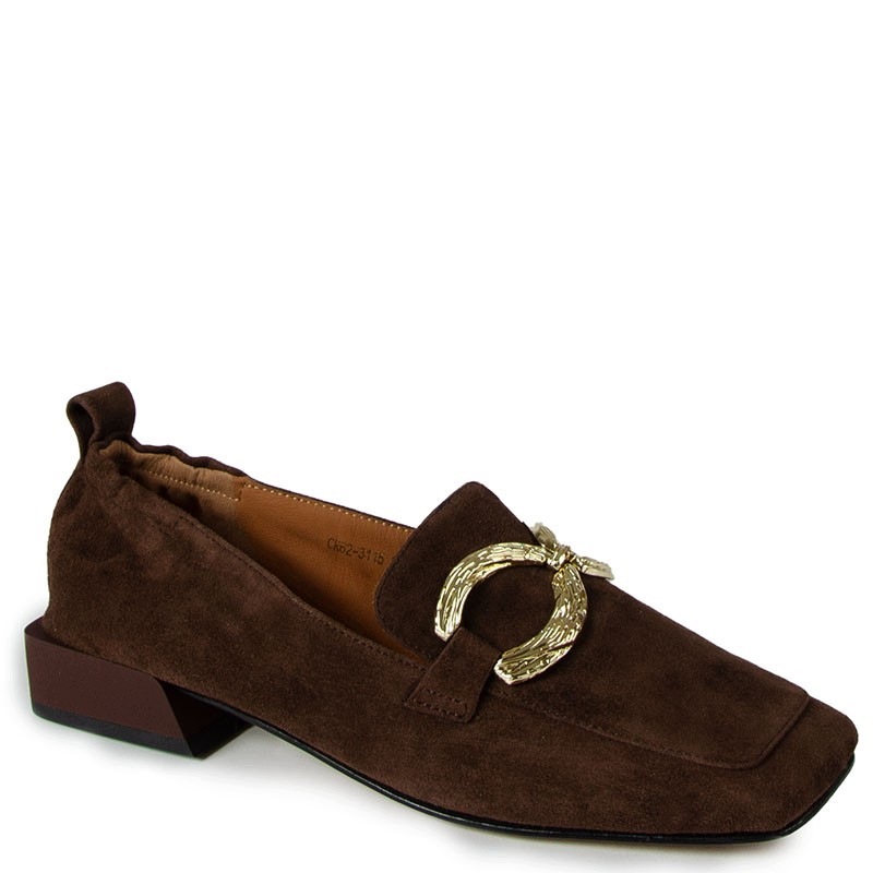 S.barski CR61-3115 Hnědé Kožené Mokasíny S Ozdobou 40