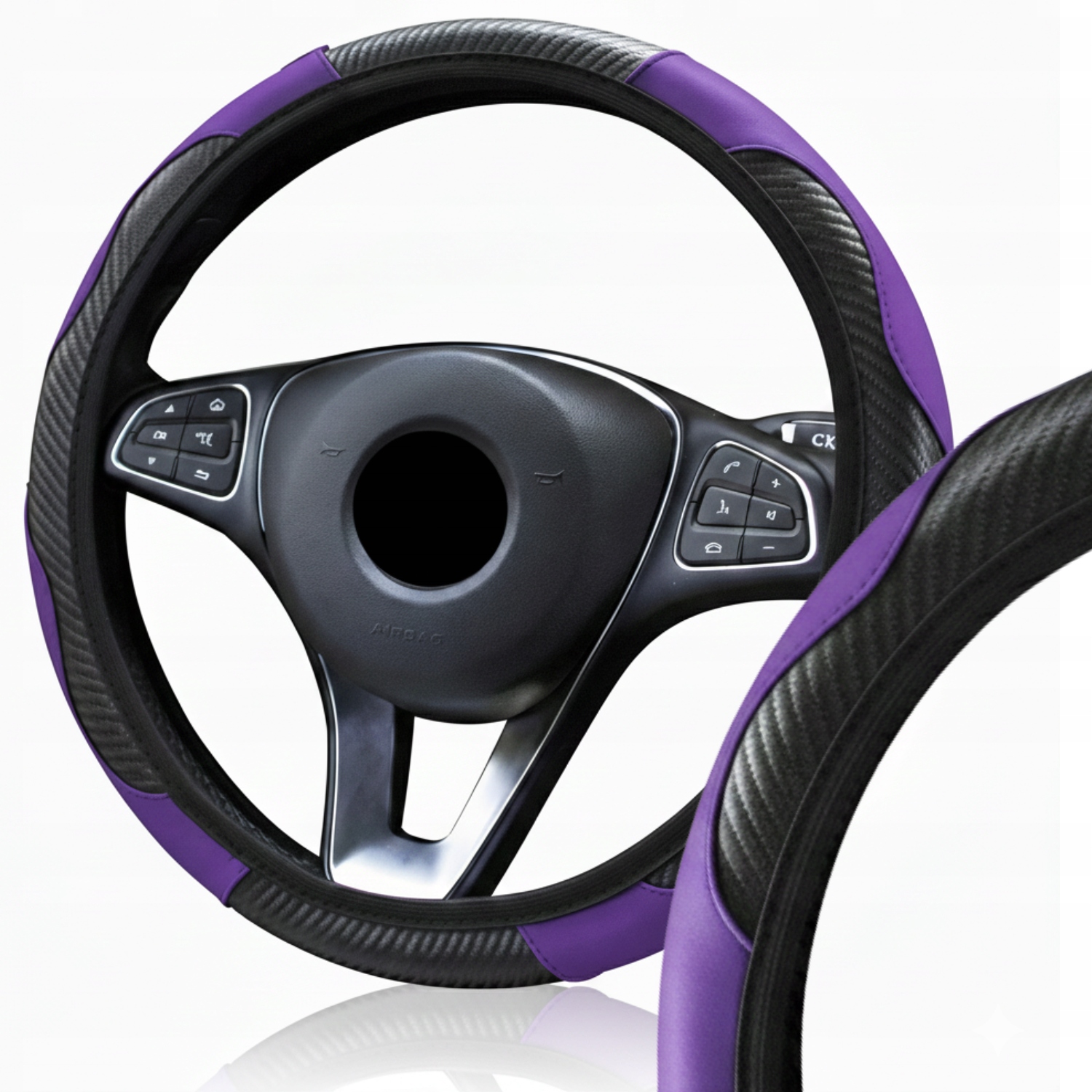 Pokrowiec Na Kierownicę Uniwersalny Fiolet Carbon Antypoślizgowy 36-38CM