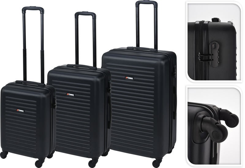 Cestovní kufr Excellent KO-FB5000040 na kolečkách sada 3 ks Proworld černá