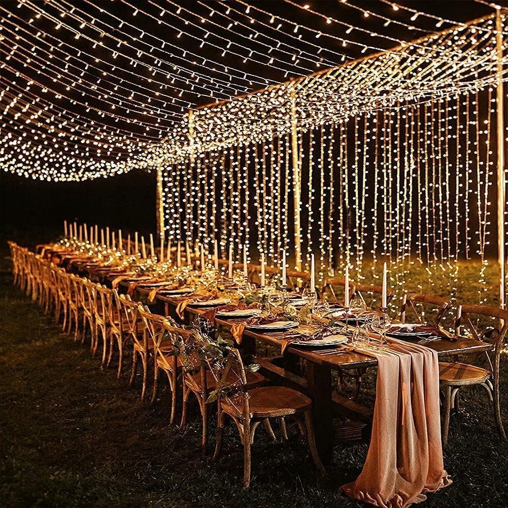 DEKOFUN Kurtyna Świetlna Girlanda Wodoodporna Lampki Ozdobne 600 LED 6x3m — miniatura 8