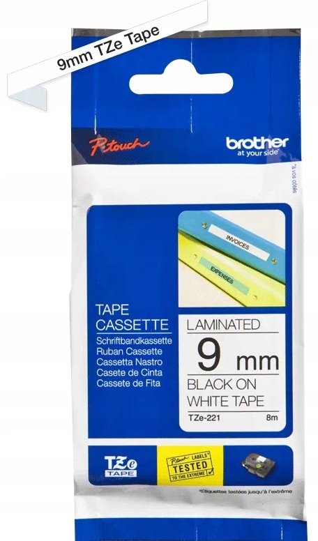 

Oryginalna taśma Brother TZE-221 9mm x 8m Biała