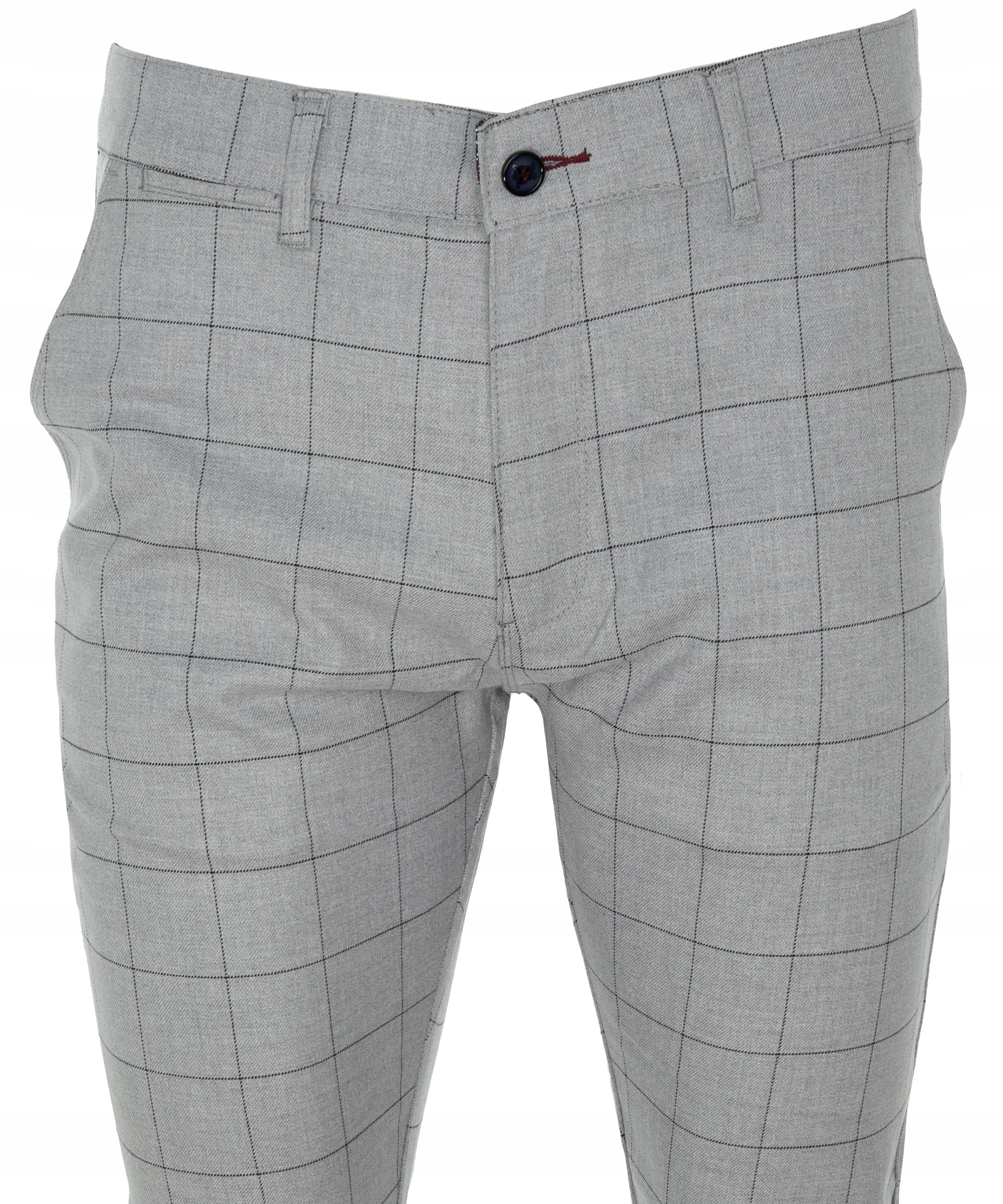 SPODNIE MATERIAŁOWE ELEGANCKIE JASNO-SZARE W KRATĘ W38 Zapięcie zamek