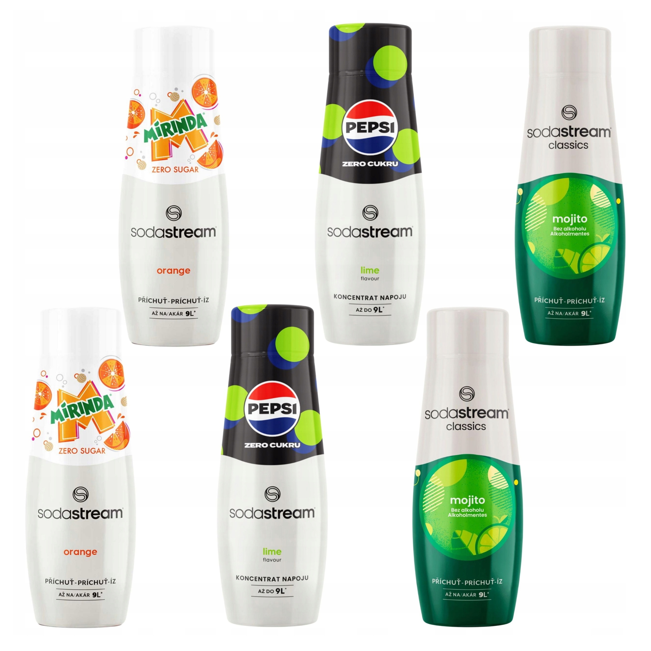 Levně Sada Sirupů Sodastream 2x Pepsi Max Lime, 2x Mirinda Zero, 2x Mojito