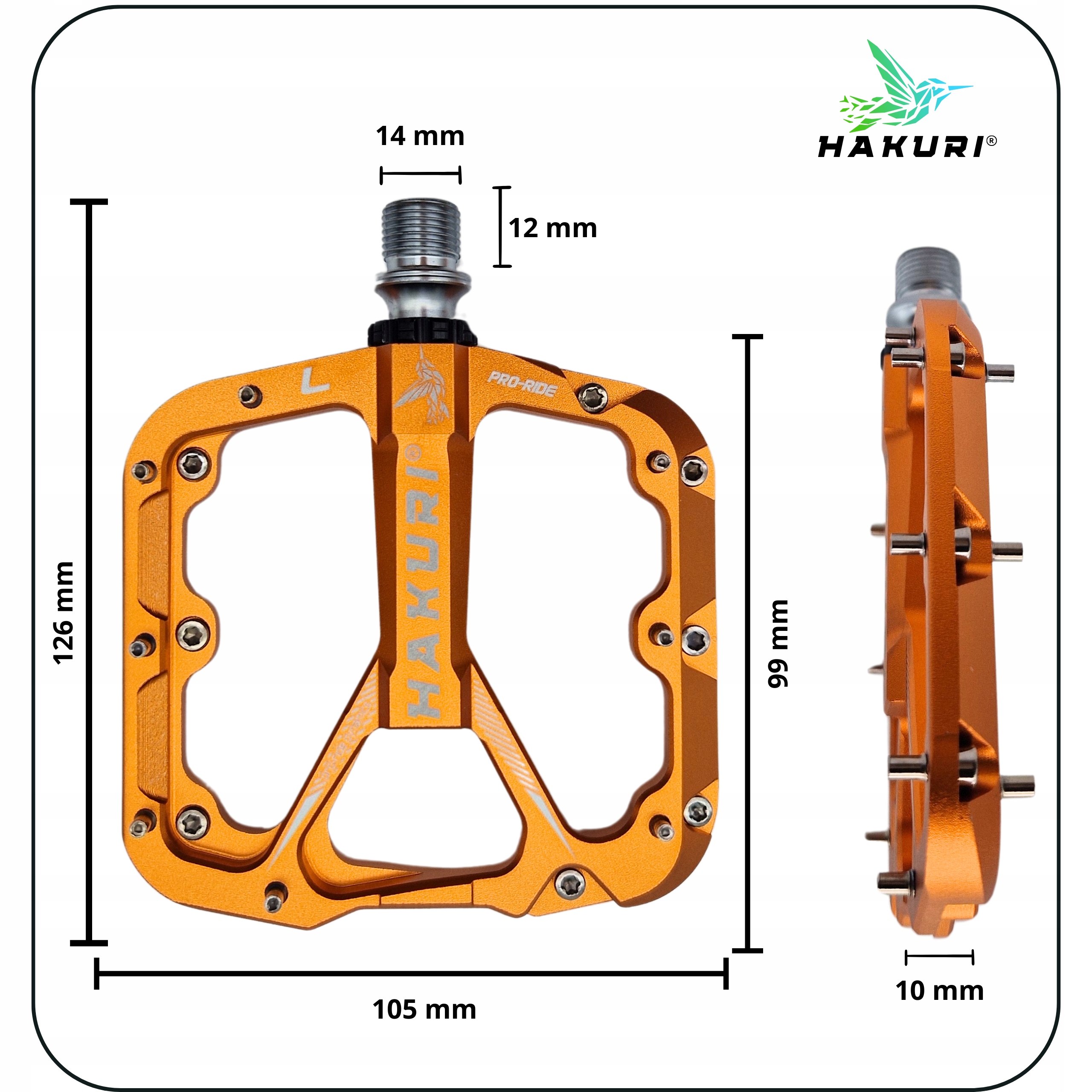 Pedały ROWEROWE Aluminiowe PLATFORMOWE x 3 łożyska maszynowe + PINY MOCNE Kod producenta PEDAŁY PLATFORMOWE HAKURI PRO-RIDE DYNAMICS