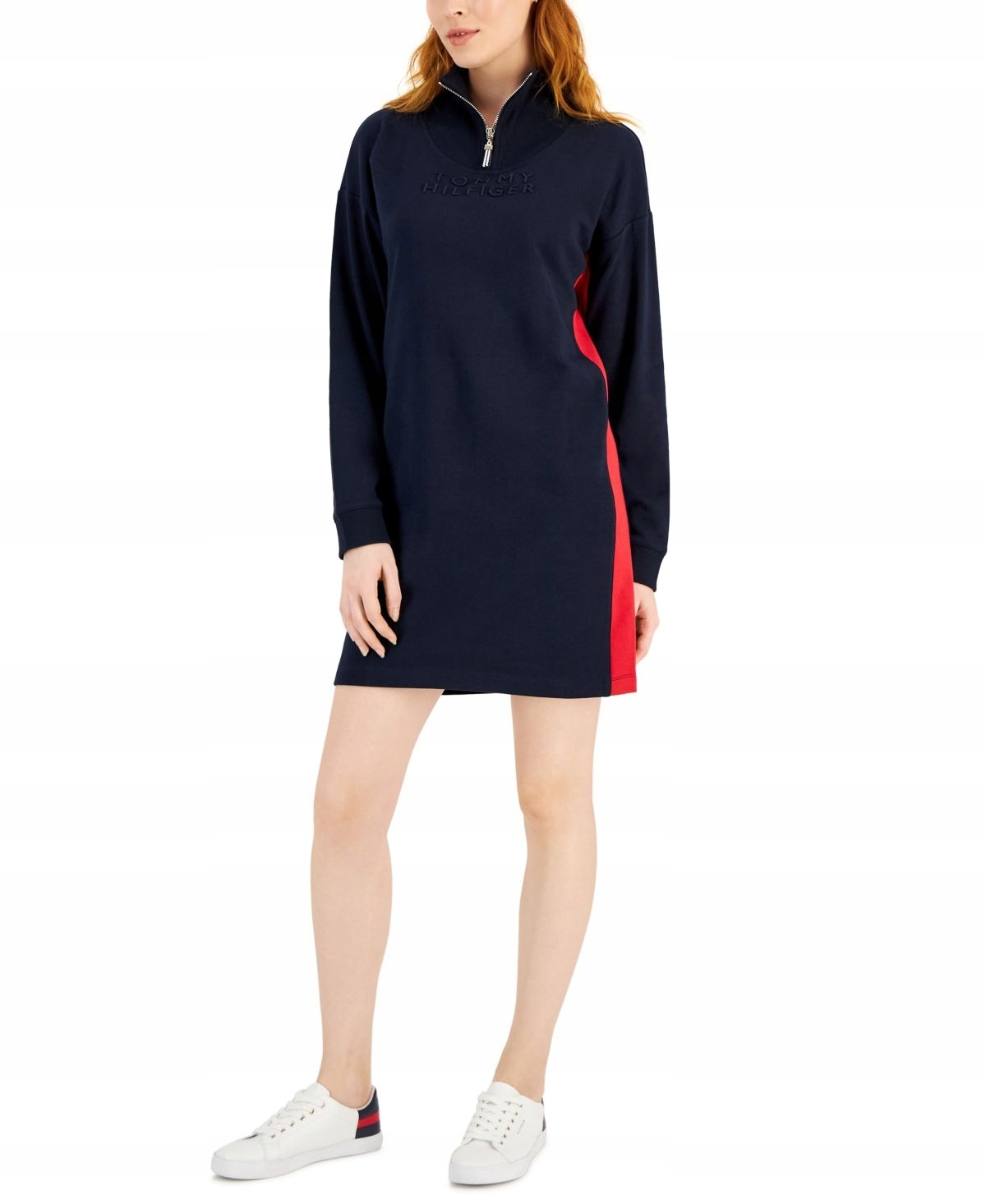 Tommy Hilfiger dámské mikinové šaty Neck Long-Sleeve modré S