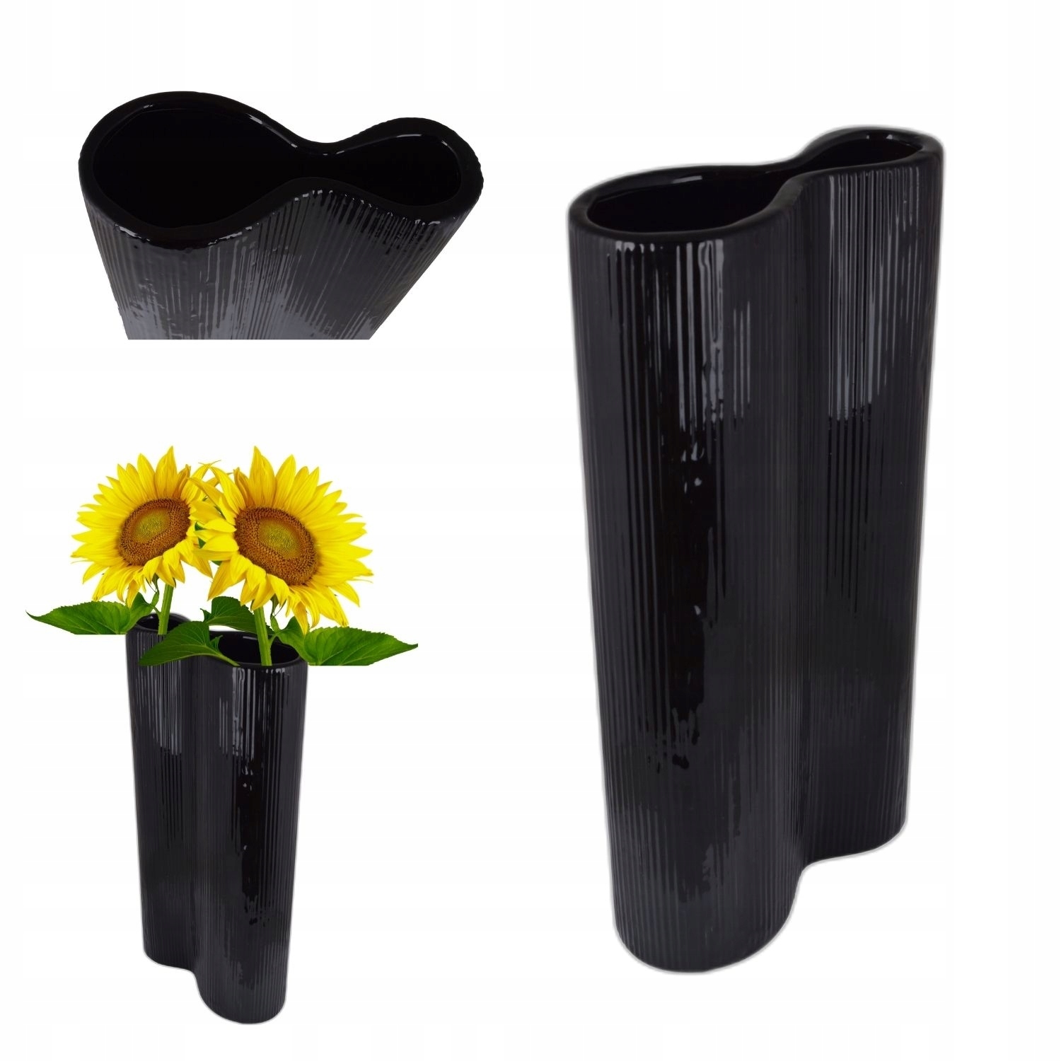 

Czarny wazon ceramiczny duży Nowoczesny Design 33