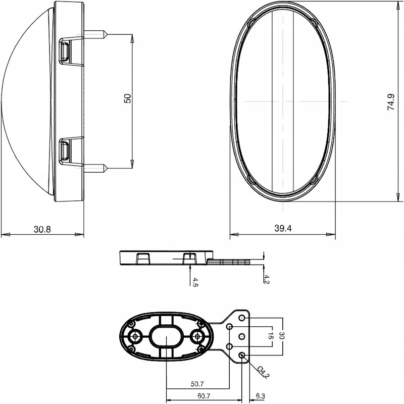 LAMPA OBRYSOWA BOCZNA WIESZAK LED LAWETA TIR WAŚ Producent części WAŚ