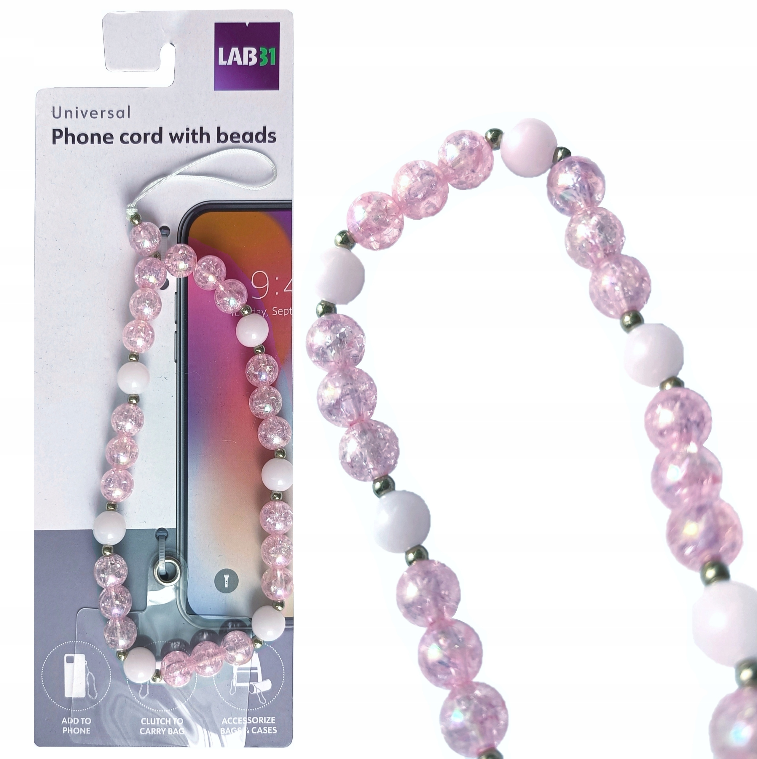 ZAWIESZKA Z KORALIKAMI DO TELEFONU SMYCZ BRELOCZEK KORALIKI PEREŁKI