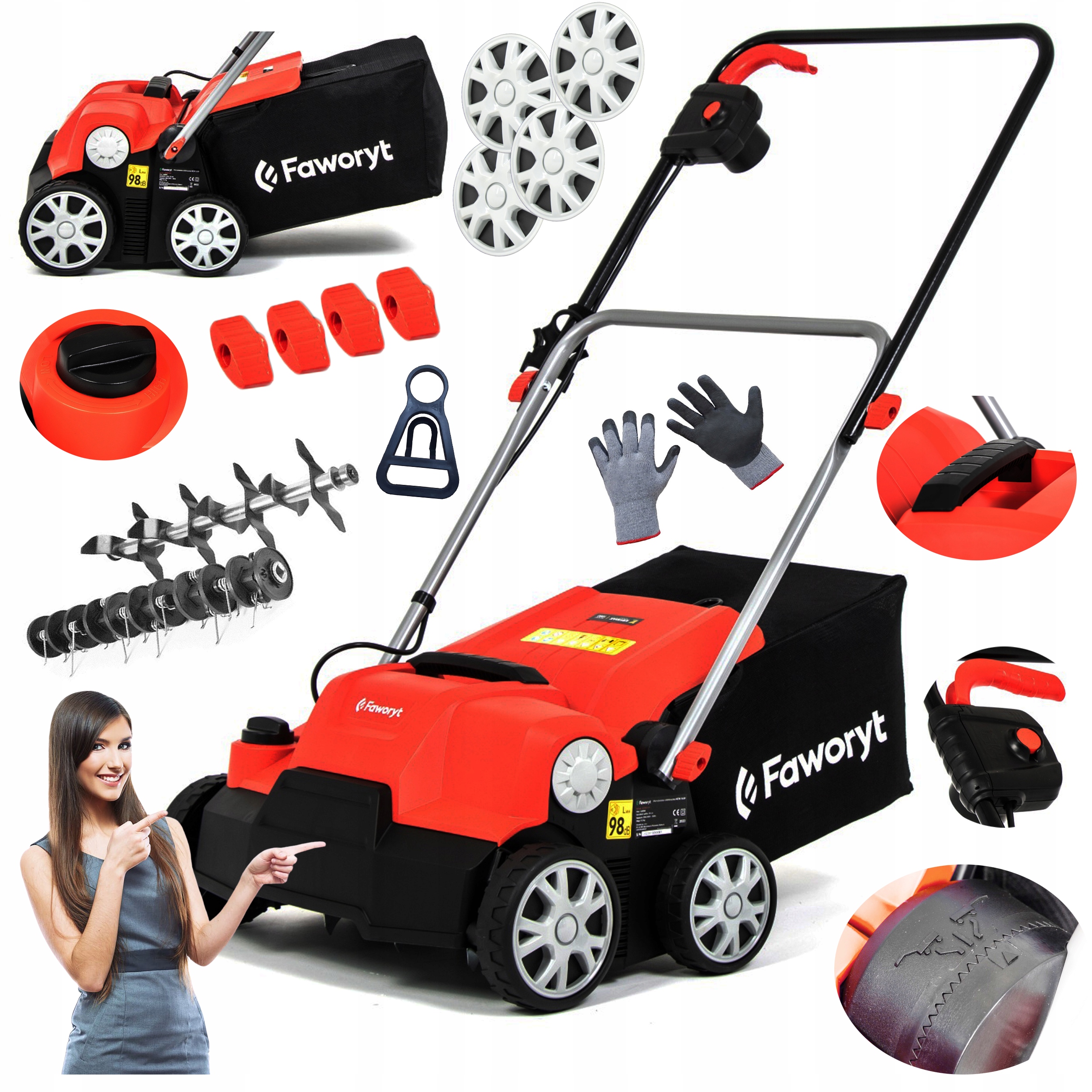 Mocny Aerator Wertykulator Elektryczny Kosz 3w1 2300W Areator Ultra XL Max