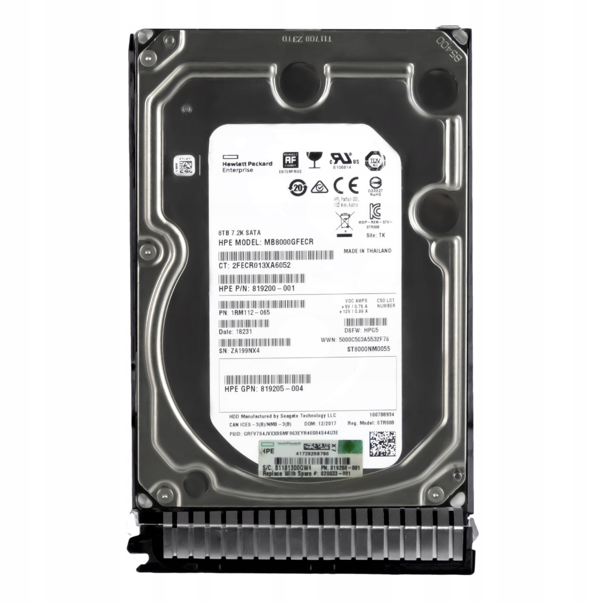 Hp 819200-001 8TB 7.2K 256MB Sata III 3.5'' MB8000GFECR