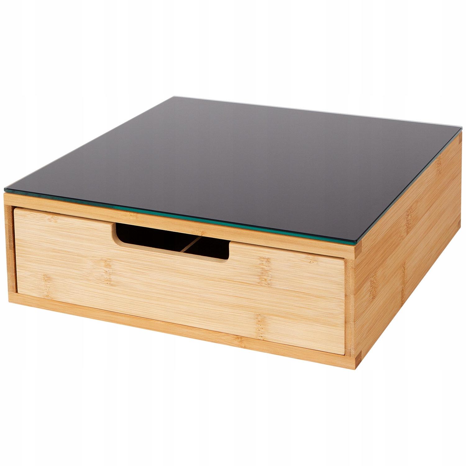 Bambusová Skříňka Se Zásuvkou Organizér Na Kávu Čaj Velká Skleněná Deska C