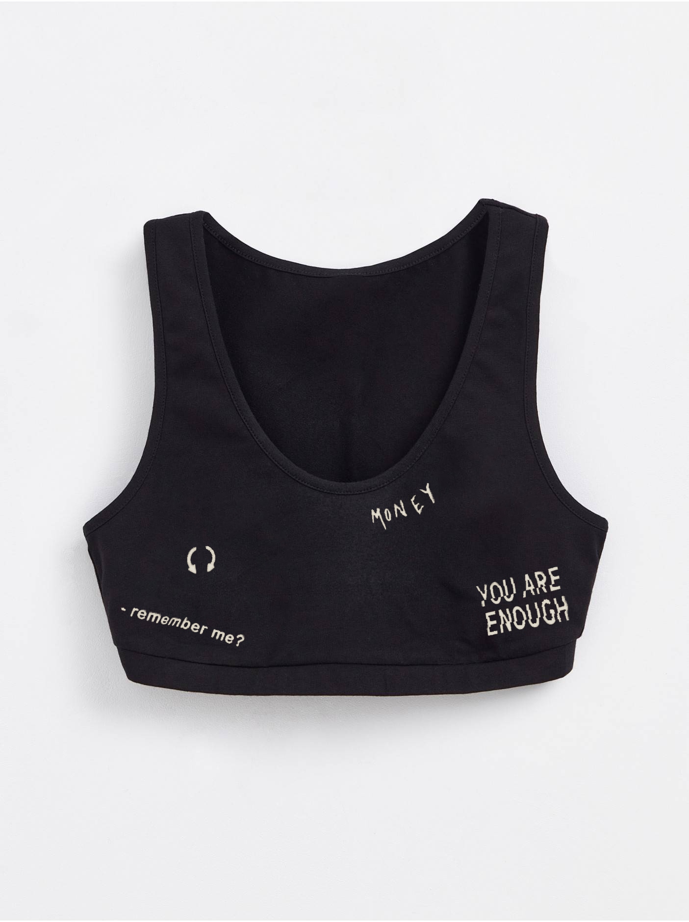 

Top damski, Conte, wzór tatuaż napis r. S, czarny