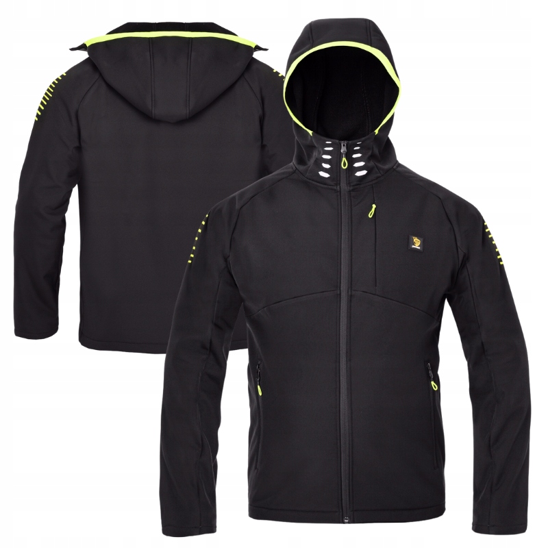 Kurtka robocza męska Softshell rozpinana przejściowa czarna z Kapturem XL