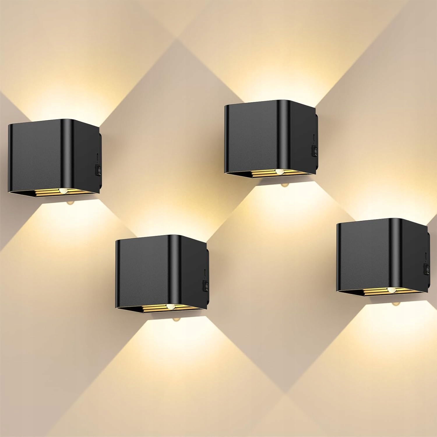 Led nástěnné svítidlo s pohybovým senzorem IPX4 3000K Moderní nástěnné svítidlo 4ks Horní a Spodní část