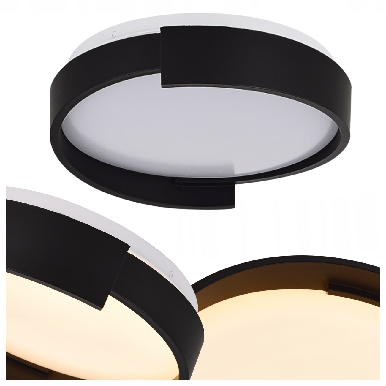 Stropní Svítidlo Stropní Kulatý Halo 38 CM Černý Led 25 W Variabilní Barva Světla Cct