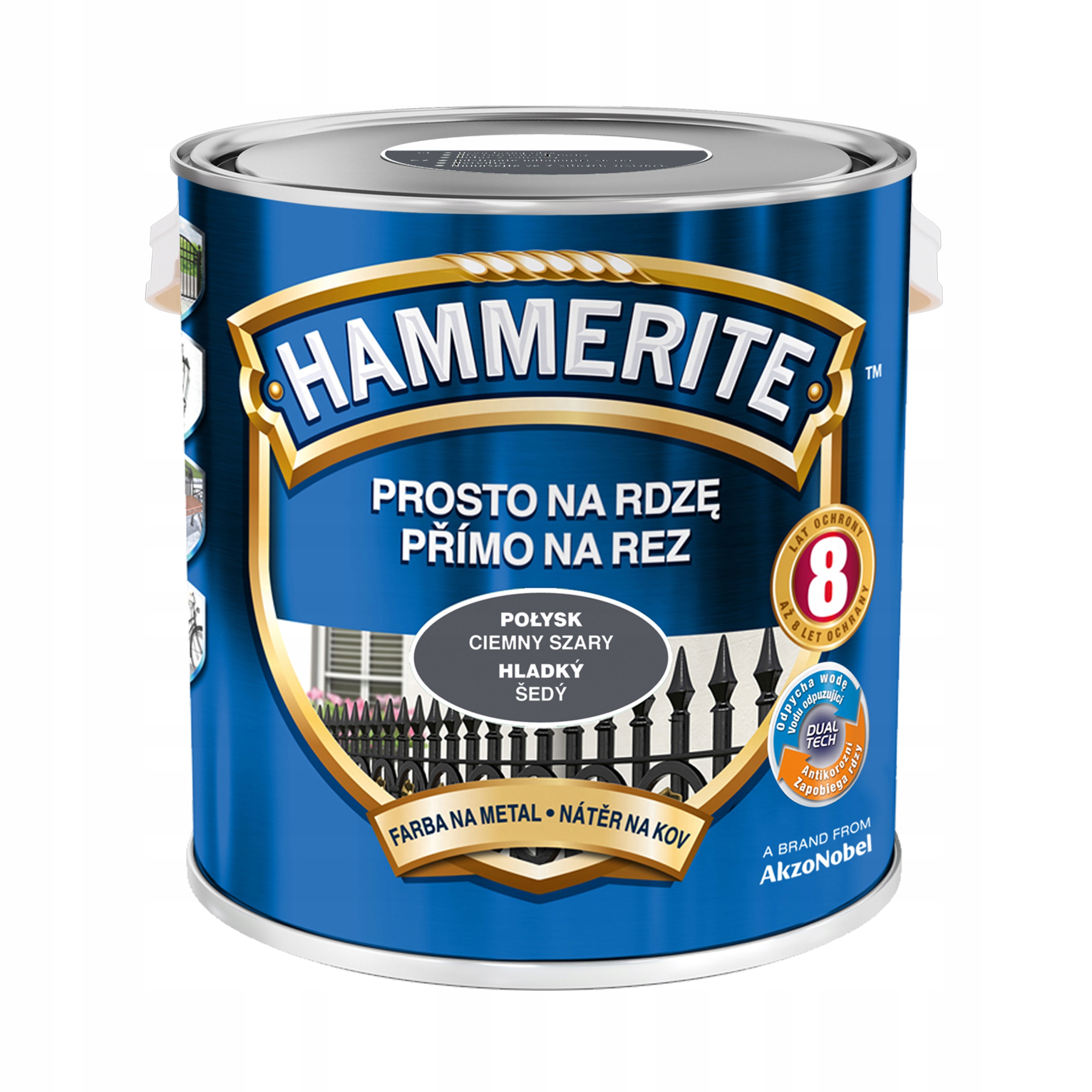 

Hammerite Farba na rdzę Gładki Ciemny Szary 2,5L