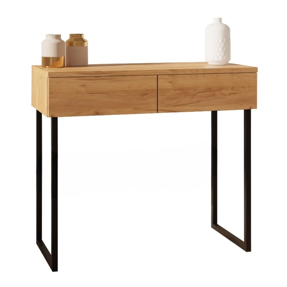 Toaletní Stolek, komoda na nožkách se dvěma zásuvkami, dub craft, šířka 100 cm