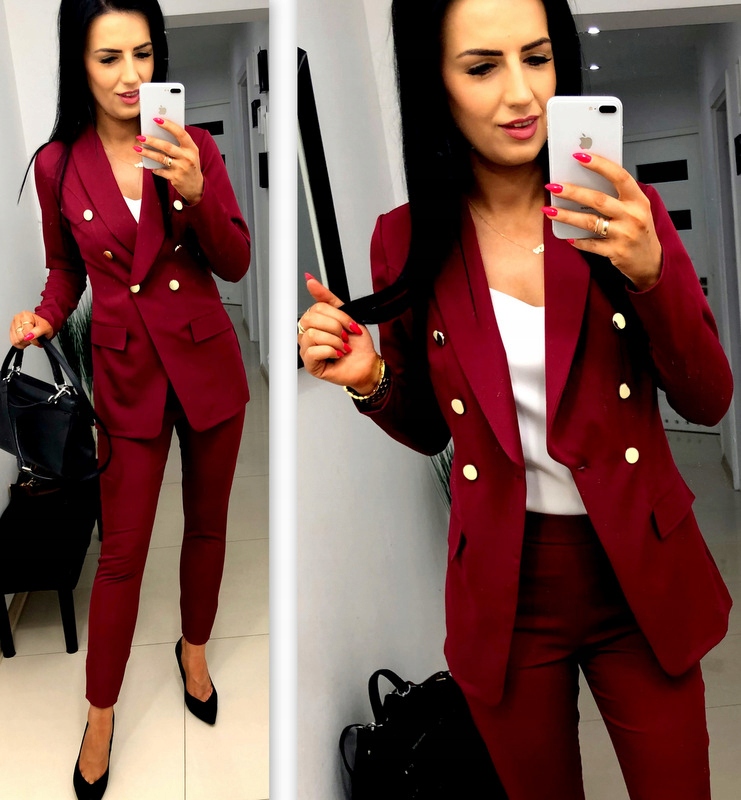 Damski Garnitur Garnitury Damskie Komplet marynarka spodnie Zielony S Rozmiar S