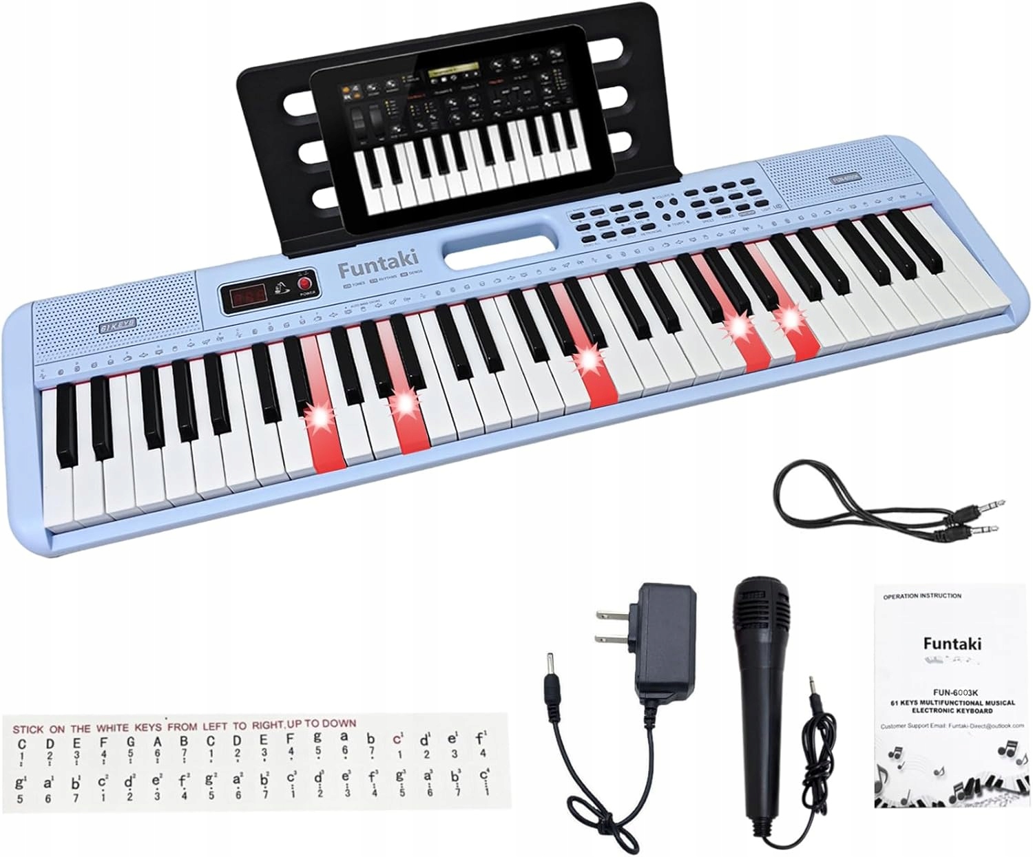 Keyboard Funtaki 61-klávesový elektronický klavír s podsvícenými klávesami