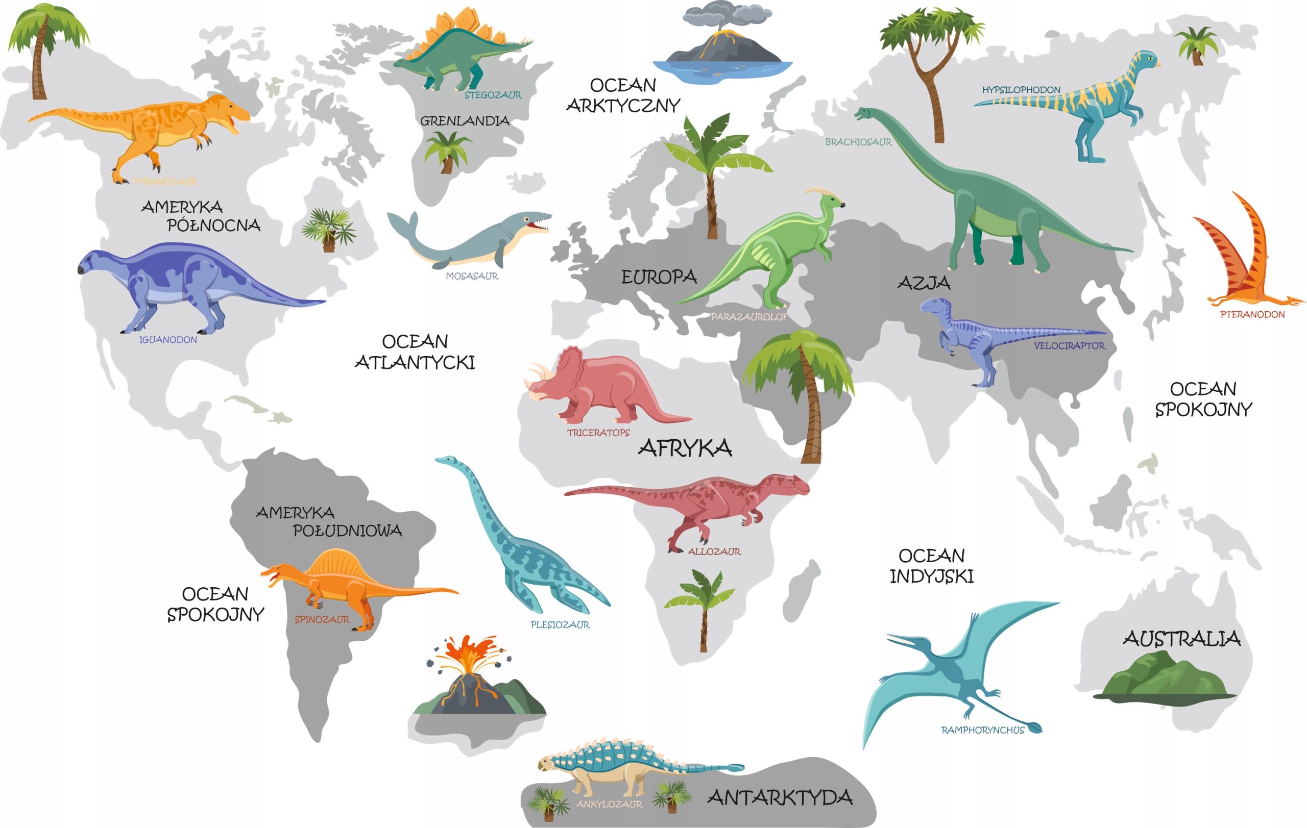 

Naklejka Mapa Świata 10 Dinozaury dla dzieci 95cm