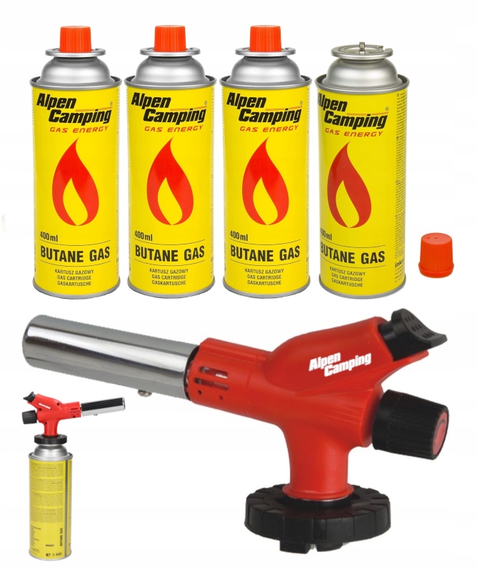 

Palnik gazowy Opalarka lutownica 4x Kartusz Alpen