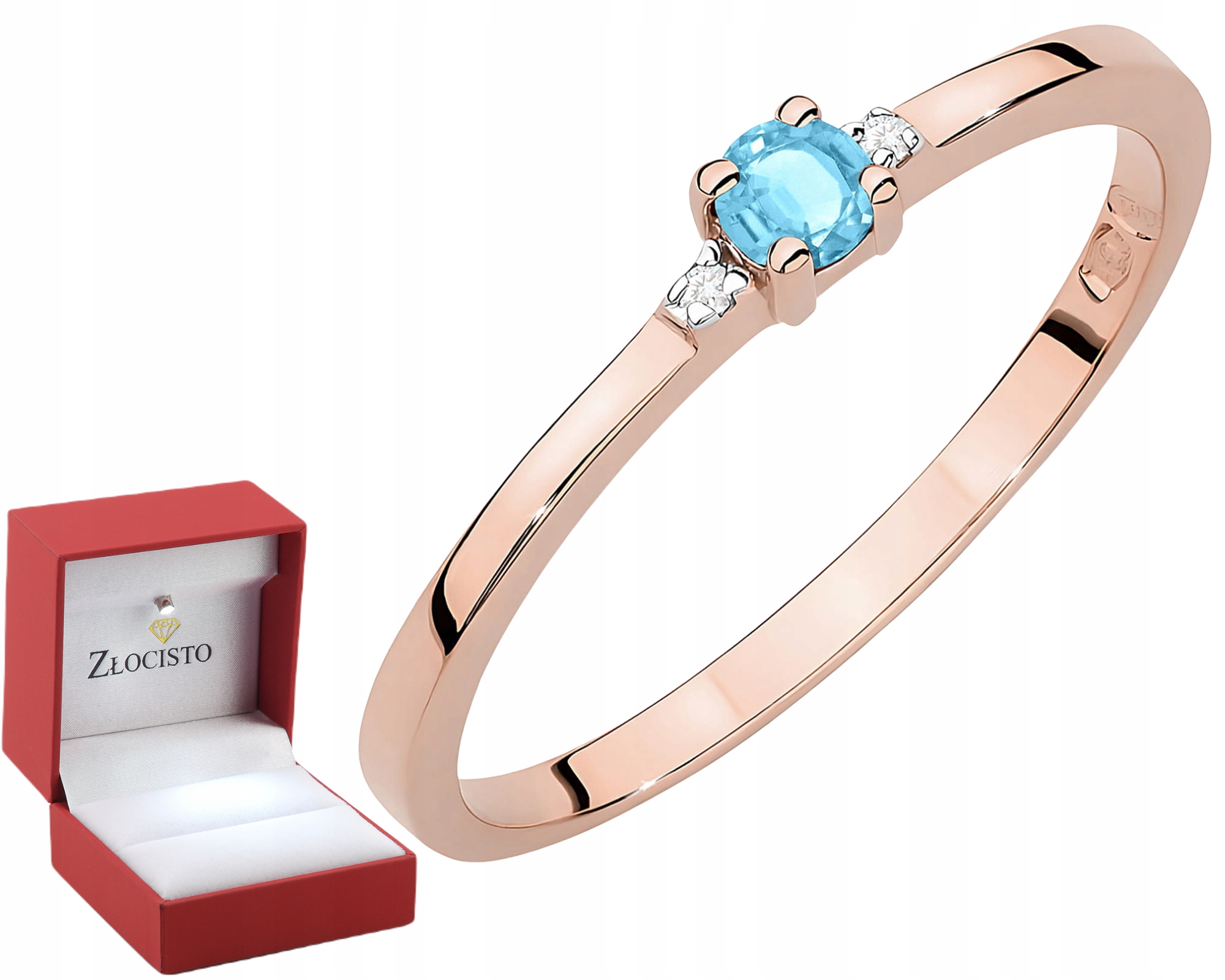 Růžové zlato Prstýnek Topaz a Diamanty Jako Dárek Drtič 585