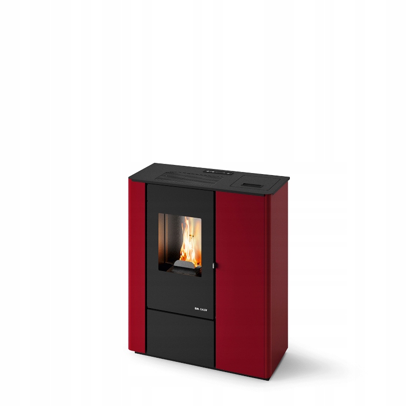 Piec Na Pellet Eva Calor Vale 7 kW z nadmuchem czerwony