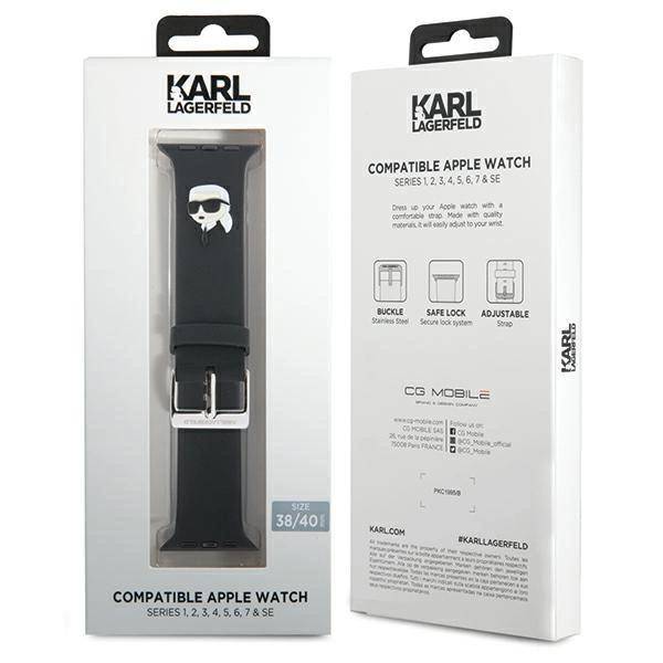 Pásek Karl Lagerfeld 3D Rubber Karl Head pro Apple Watch 38/40/41Mm černý