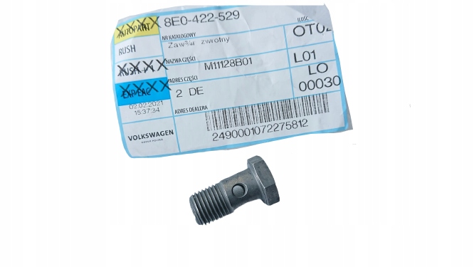 NOWY ORYGINALNY ZAWÓR ZWROTNY OE 8E0422529 Numer katalogowy części 8E0422529