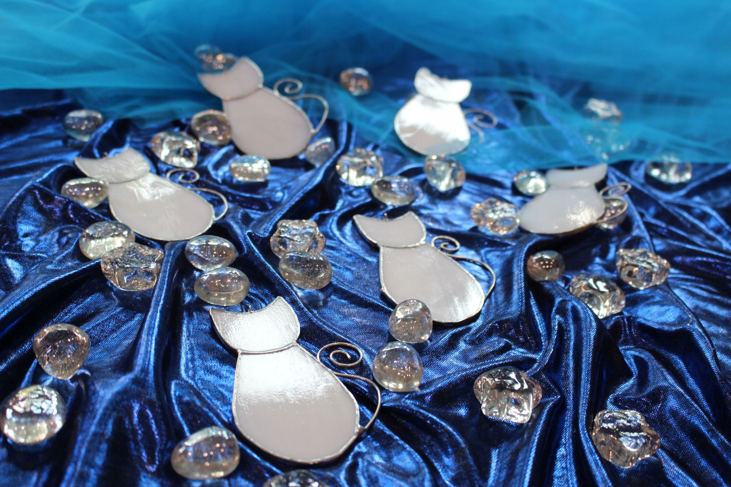 ZESTAW 5 szt. Kot biały witrażowy Tiffany