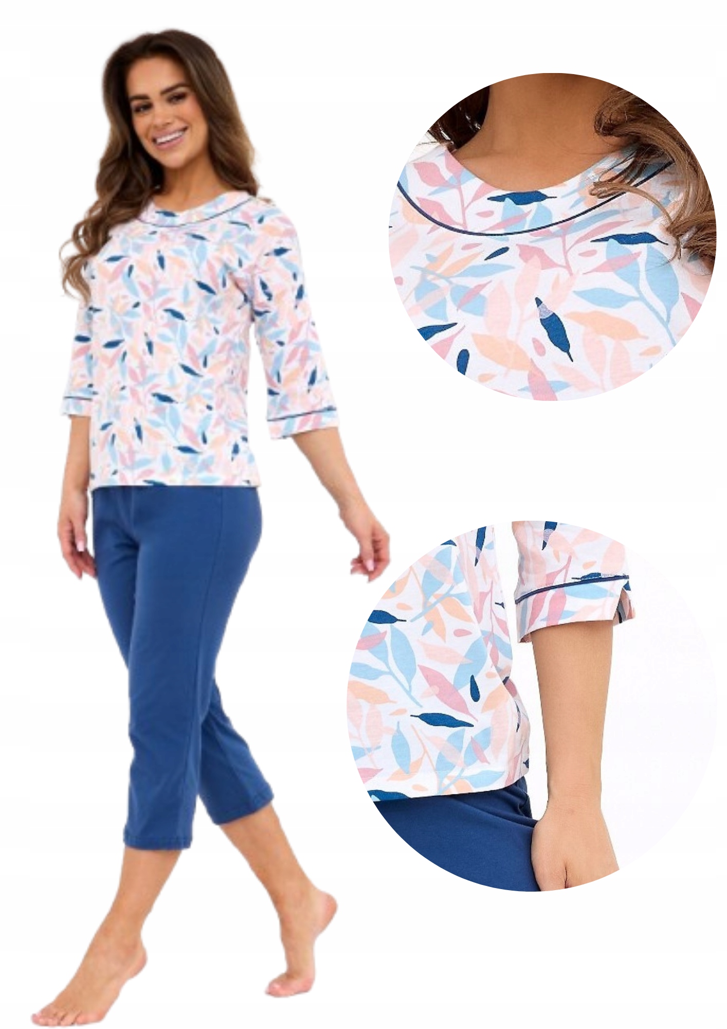 Cornette Amelia 2 dámské pyžamo 732/452 bílo-modré M