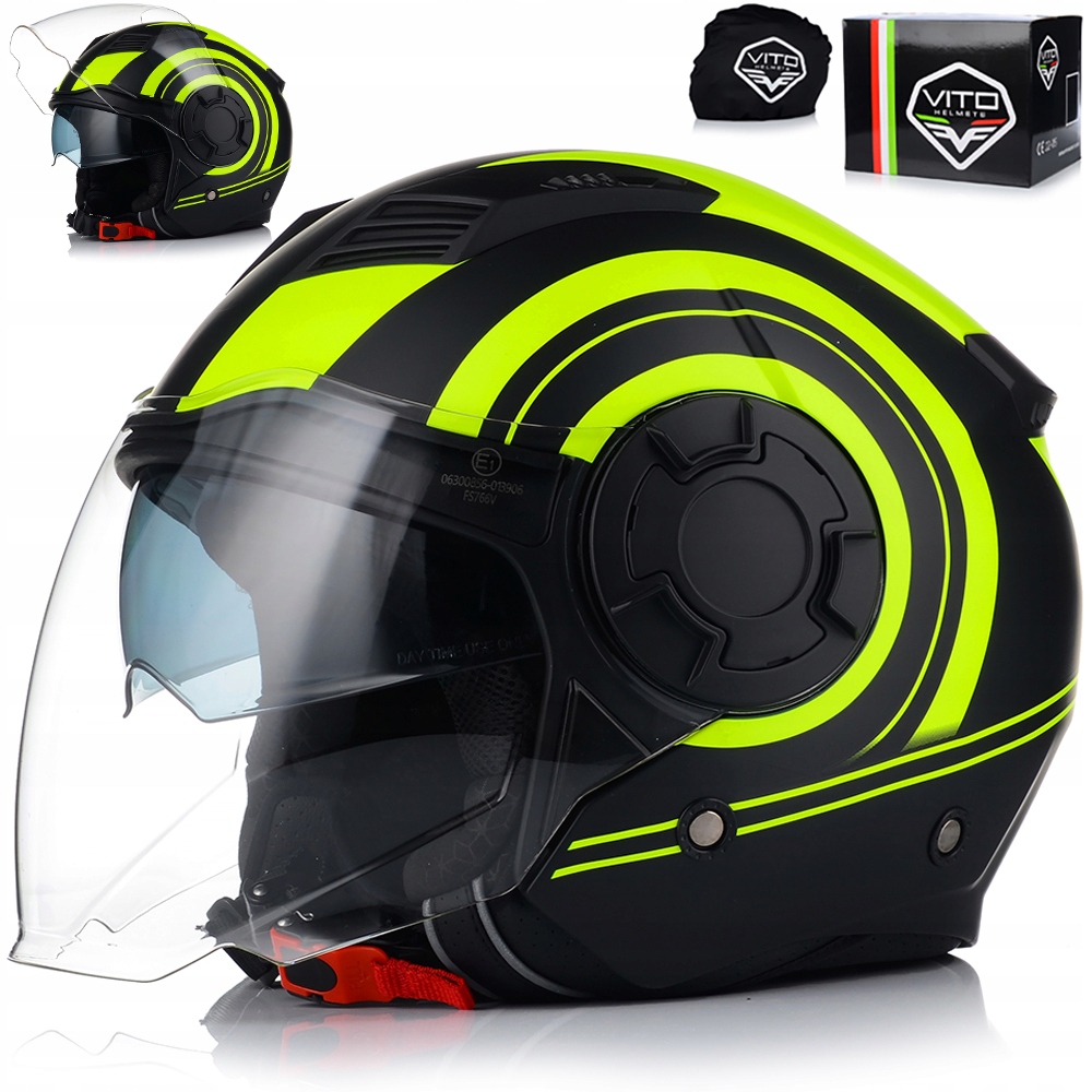 Motocyklová Prilba Vito Isola Otvorený Fluo Matt Skúter Chopper Blenda