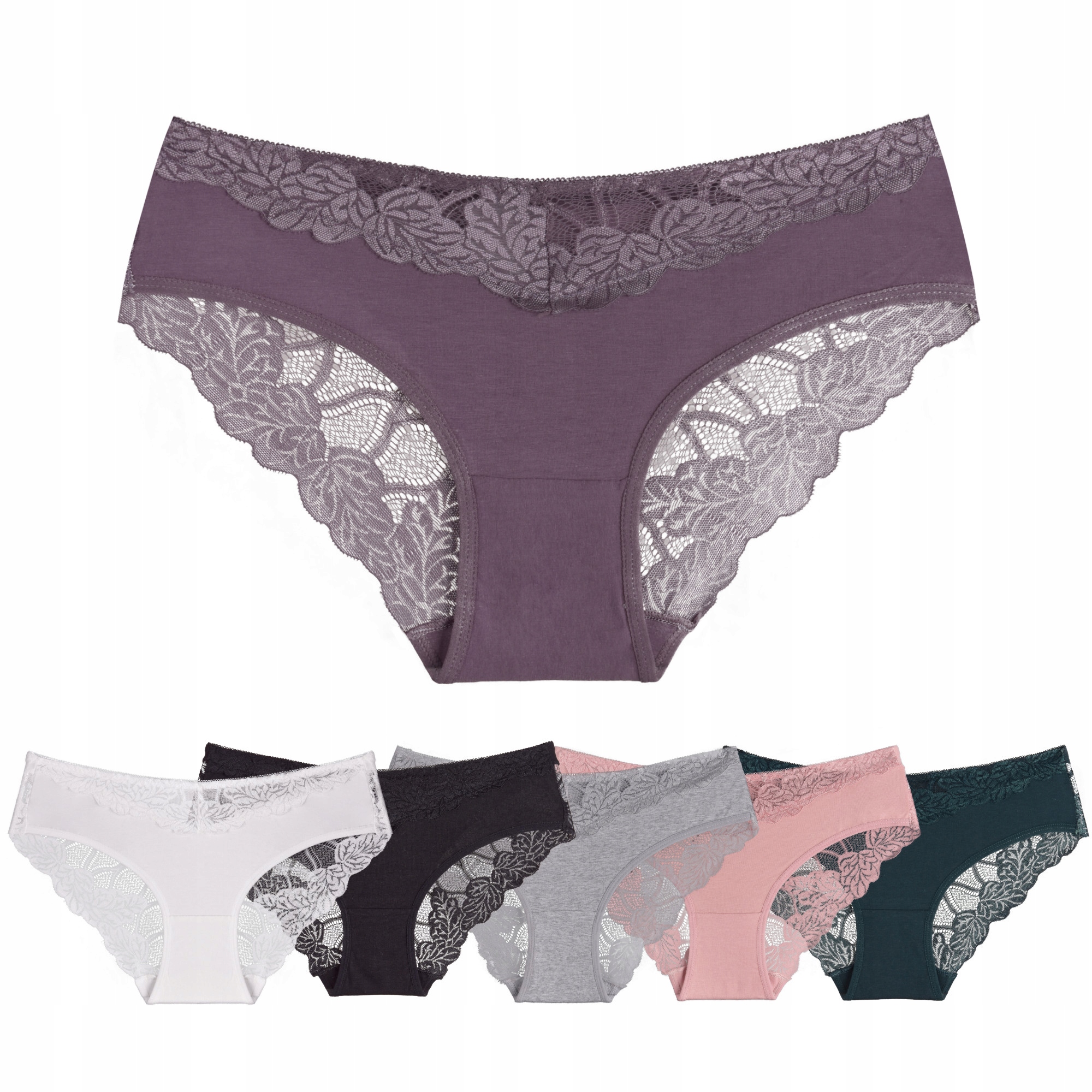 

6pak figi/majtki bawełna koronka gładkie Iza XL