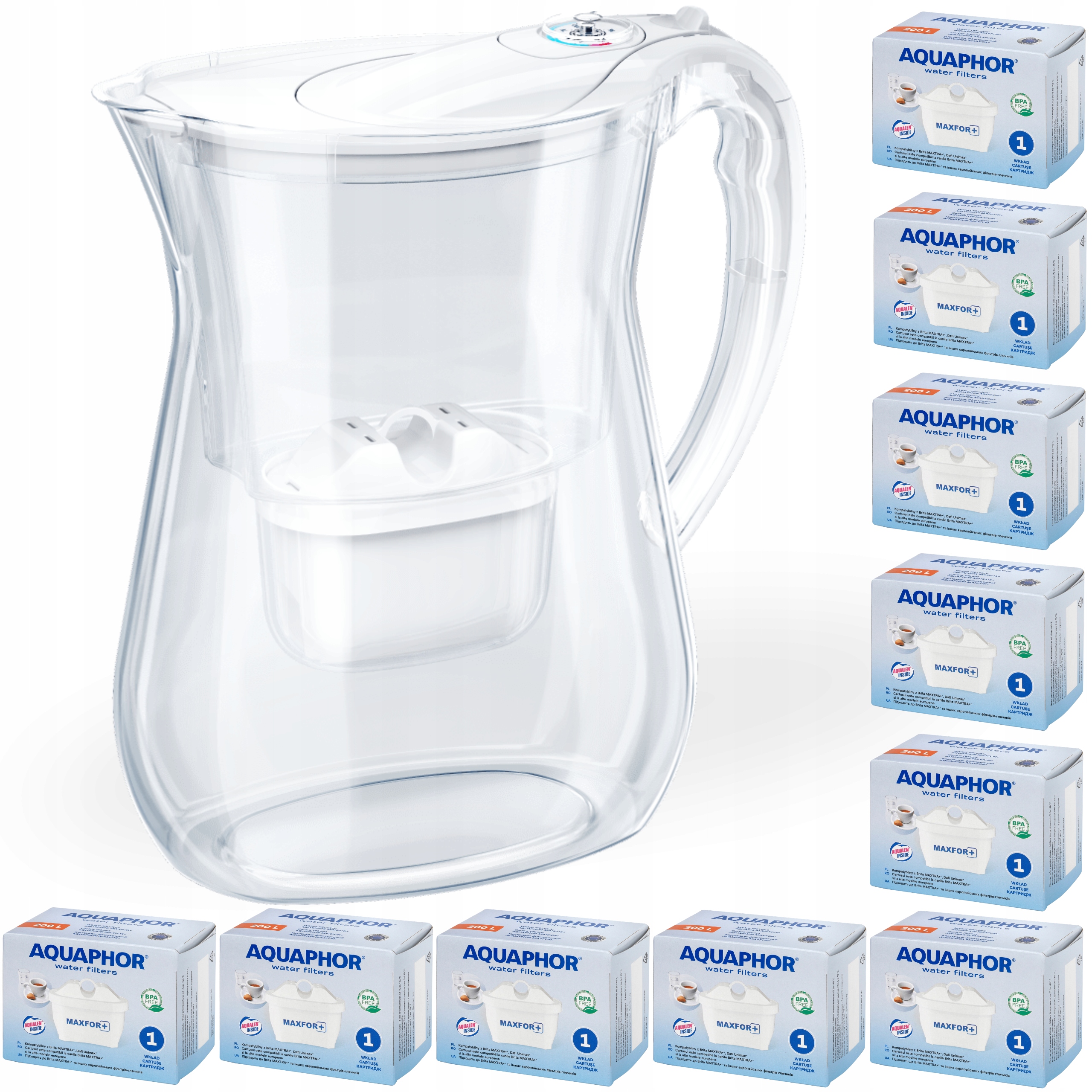 Filtrační konvice na vodu Aquaphor Lago bílá 3.8 l, 10 náplní Maxfor+