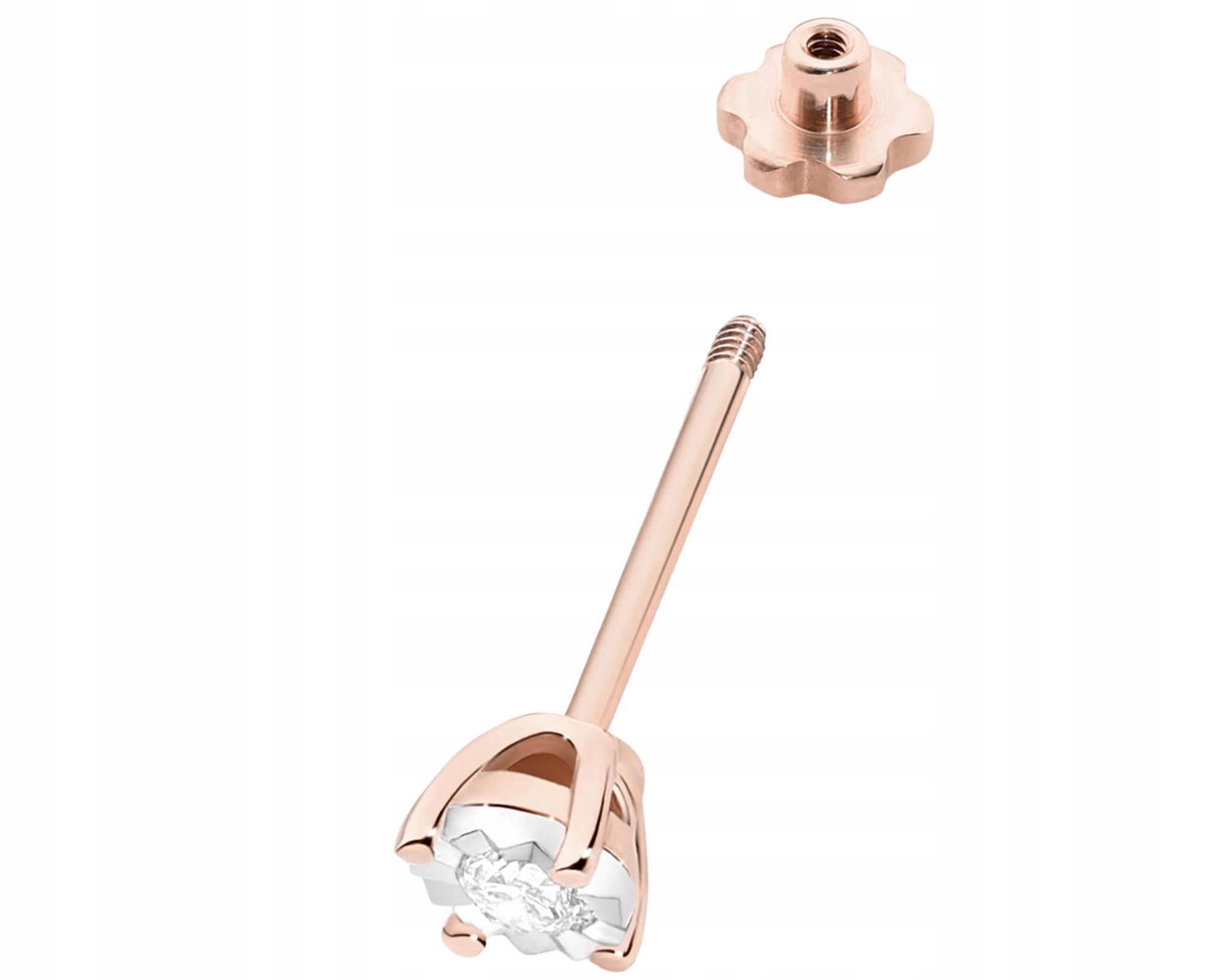 Náušnice Z Růžového Zlata 1 Kus Helix S Diamantem A Briliantem Zlato 585